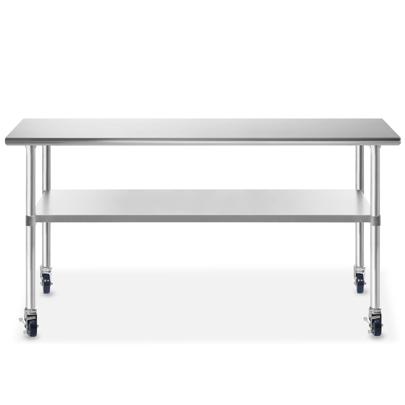GRIDMANN NSF Stainless Steel Commercial Kitchen Prep u0026 Work Table w/ 4 Casters (Wheels) - 30 in. x 24 in.