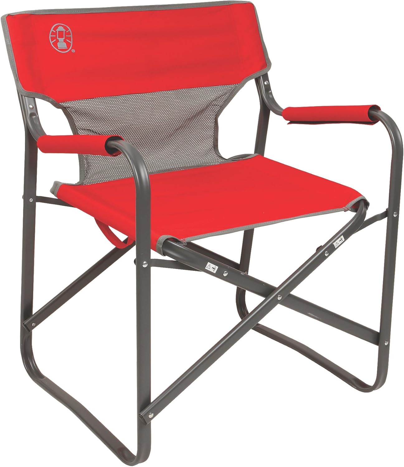 Coleman Outpost Breeze Steel Deck Chair, Portable Folding Chair with Padded Arm Outdoor Compact Folding Table