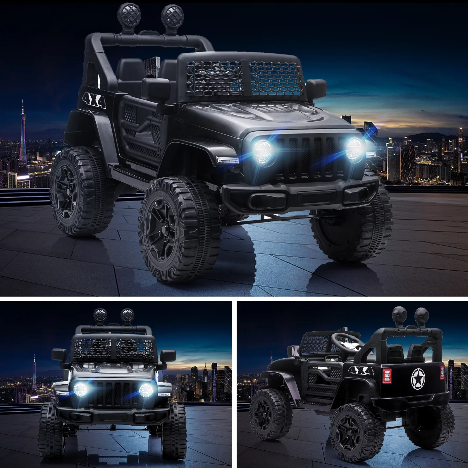 JOINATRE 12V Kids Ride On Car Truck, Battery Power Electric Car for Kids w/Parent Remote Control, 3 Speeds Ride on Toys with Suspension, LED Lights