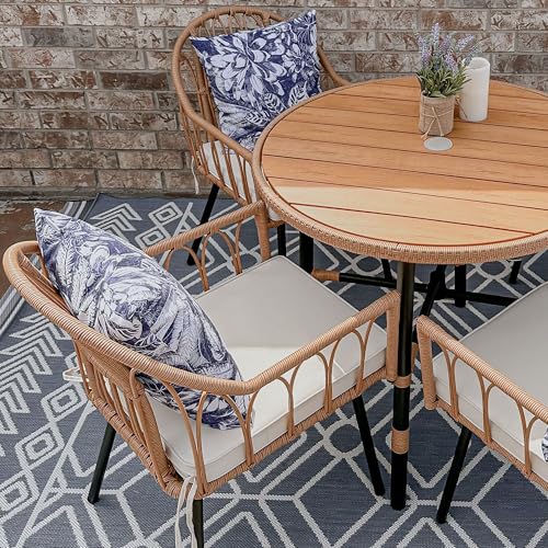 YITAHOME 5 Pieces Outdoor Patio Dining Table Chair Set,Wicker Patio Dining Set,Outdoor Rattan Dining Table Set for Patio, Backyard, Balcony