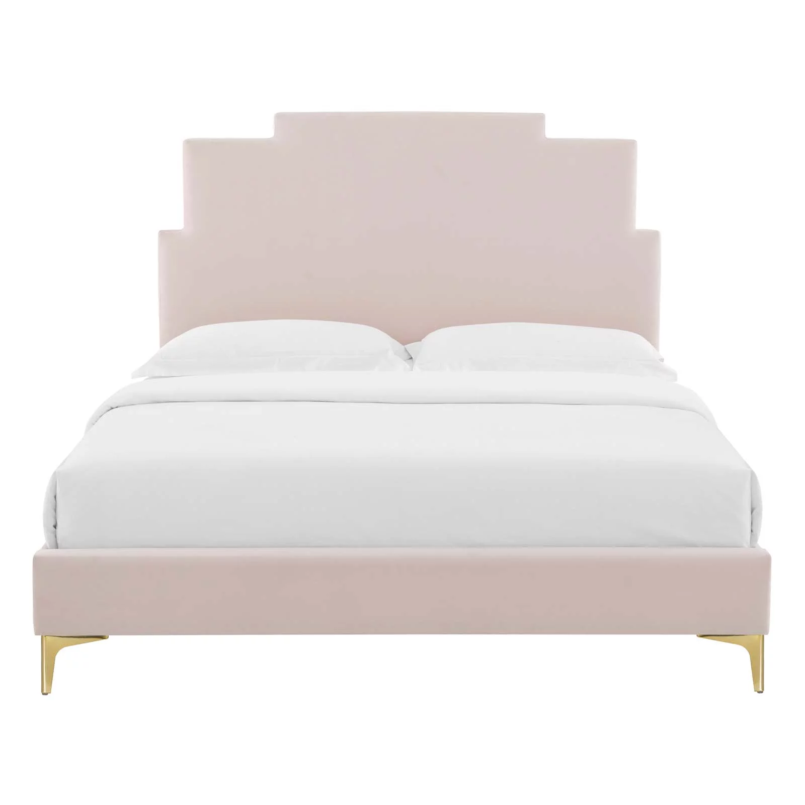 Platform Bed Frame, Queen Size, Velvet, Pink, Modern Contemporary Urban Design, Bedroom Master Guest Suite
