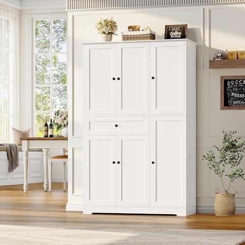 HOSTACK 68" Tall Kitchen Pantry Storage Cabinet, Modern Kitchen Hutch Cabinet with Doors and Shelves