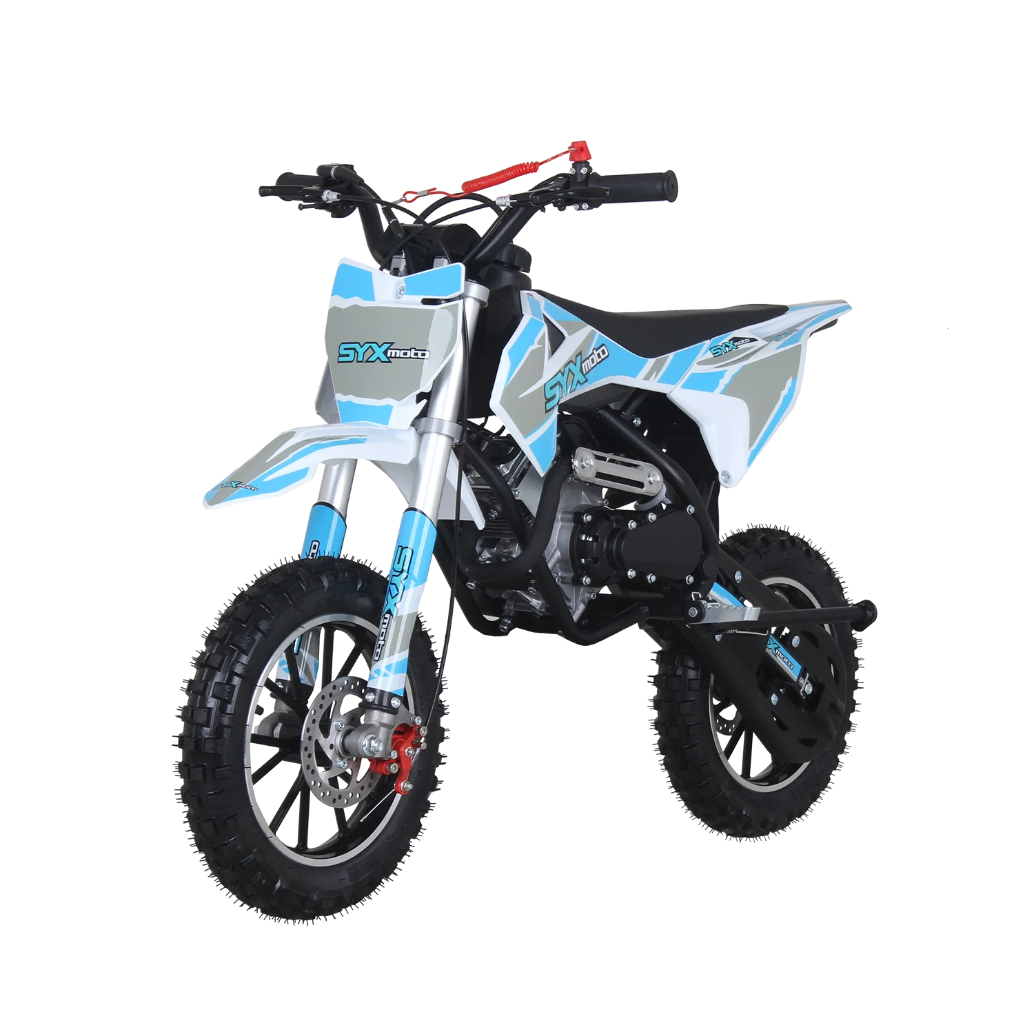 SYX MOTO VK 58cc 4 Stroke Real Motorcycle Engine Gas Powered Kids Dirt Bike, Pull Start, New, Blue/White - Radiant Selections