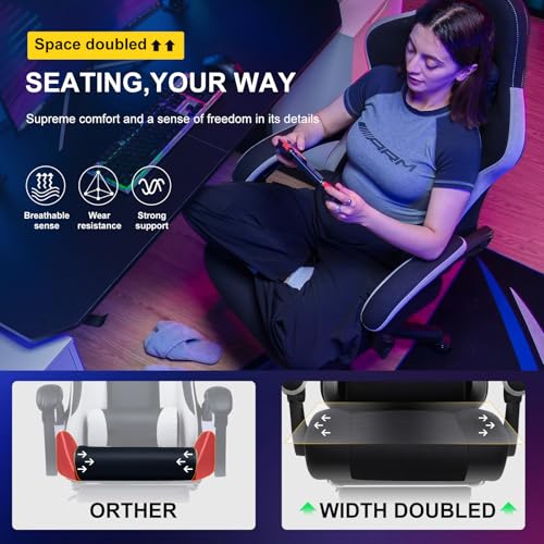 GTPLAYER Gaming Chair, Computer Office Chair with Pocket Spring Cushion, Linkage Armrests and Footrest