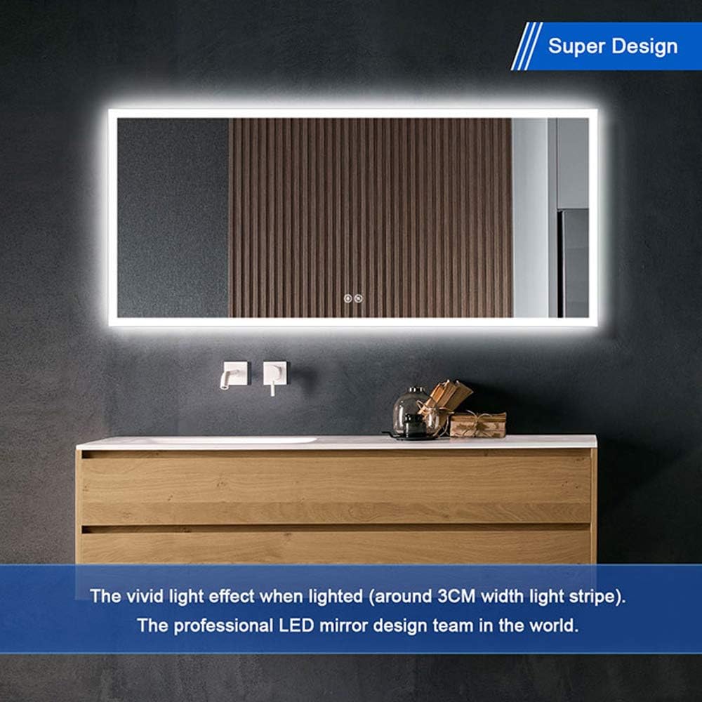 Dimmable LED Bathroom Mirror with Anti-Fog Function, 36x28 in Vertical & Horizontal Mount Illuminated Mirror with Touch Button, CRI>90