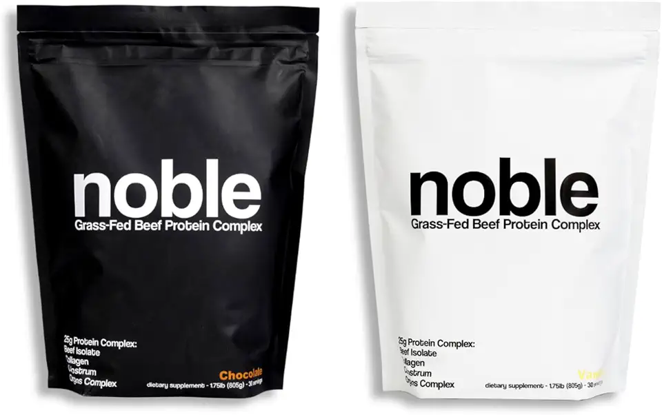 Noble Beef Protein Powder - Vanilla and Chocolate Flavors (2 Packs in Total - 1 of Each Flavor) - 3.5 lb in Total - Kansas Nuitrition - HNZSDS