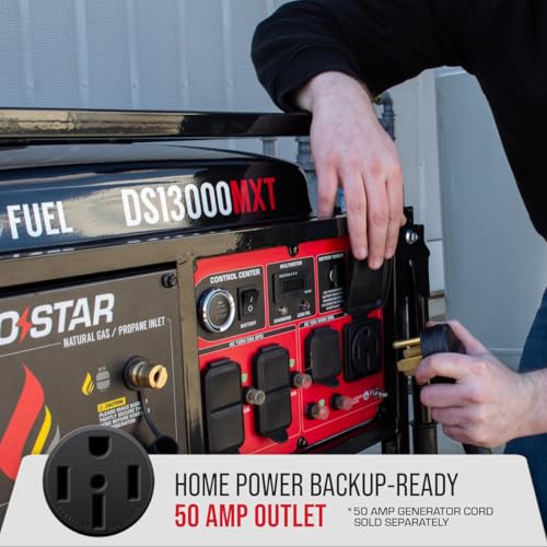 DS13000MX 13,000-Watt 500cc Dual Fuel Portable Generator - Gas and Propane, Remote Electric Start, Whole Home Power Backup, Transfer Switch Ready