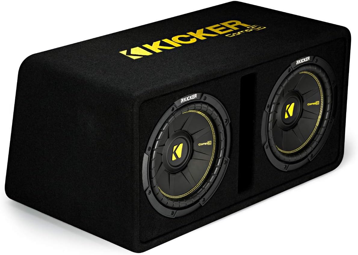 Kicker Bundle Compatible with Universal Vehicles 44DCWC102 Dual 10" CompC Ported Dual Loaded Sub Box Enclosure with HA-A400.1 800 Watt Subwoofer