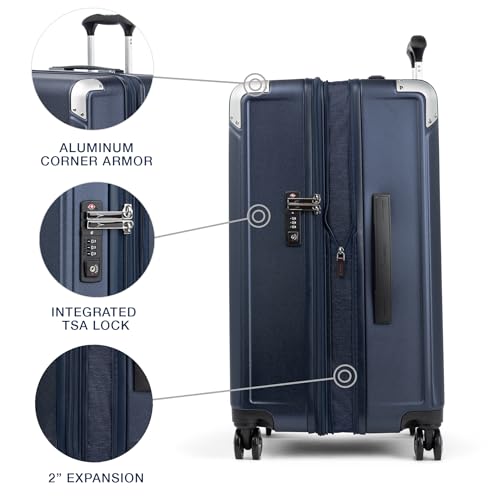Travelpro Platinum Elite Hardside Expandable Carry on Luggage, 8 Wheel Spinner, TSA Lock, Hard Shell Polycarbonate Suitcase, Metallic Sand