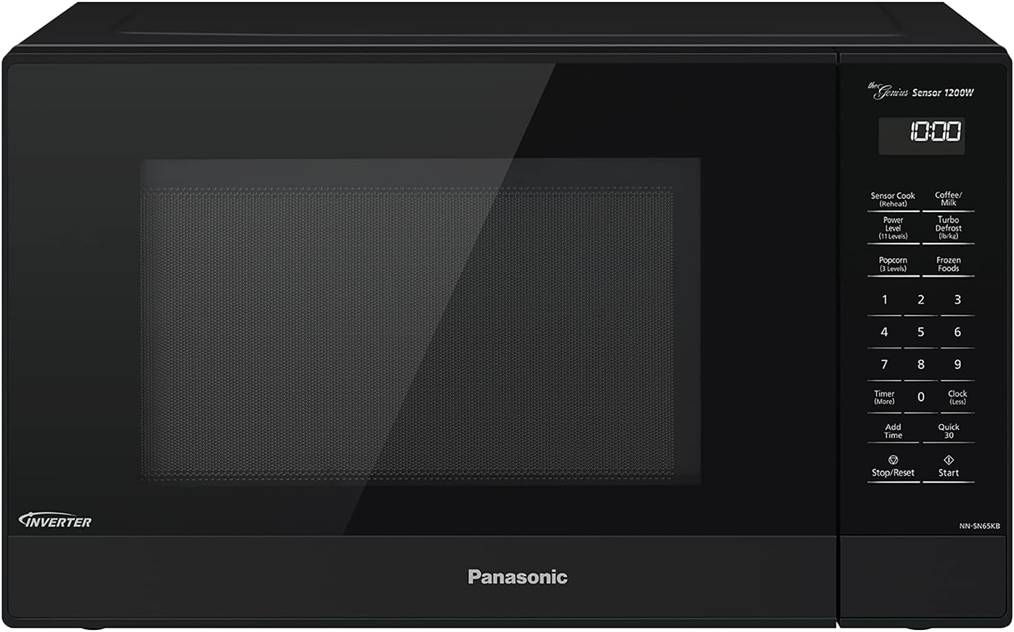 Panasonic NN-SN65KB Microwave Oven with Inverter Technology 1200W, 1.2 cu.ft. Small Genius Sensor One-Touch Cooking, Popcorn Button