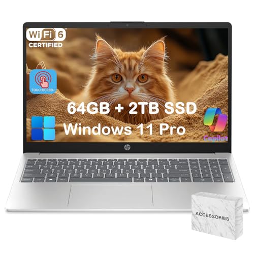 HP 15.6 Touchscreen Laptop Computer for Business & Student, w/Office Lifetime, Intel 13th Gen Core i3(Up to 4.5GHz), HD Touch Display, 64GB RAM
