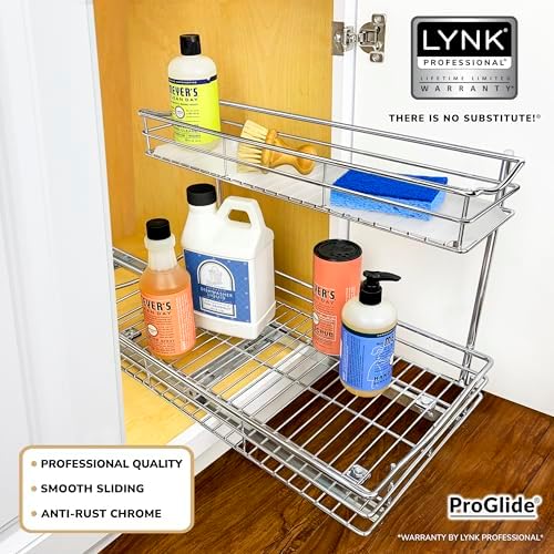 LYNK PROFESSIONAL® Pull Out Under Sink Kitchen Cabinet Organizer - 11.5 in. x 18 inch deep Drawer