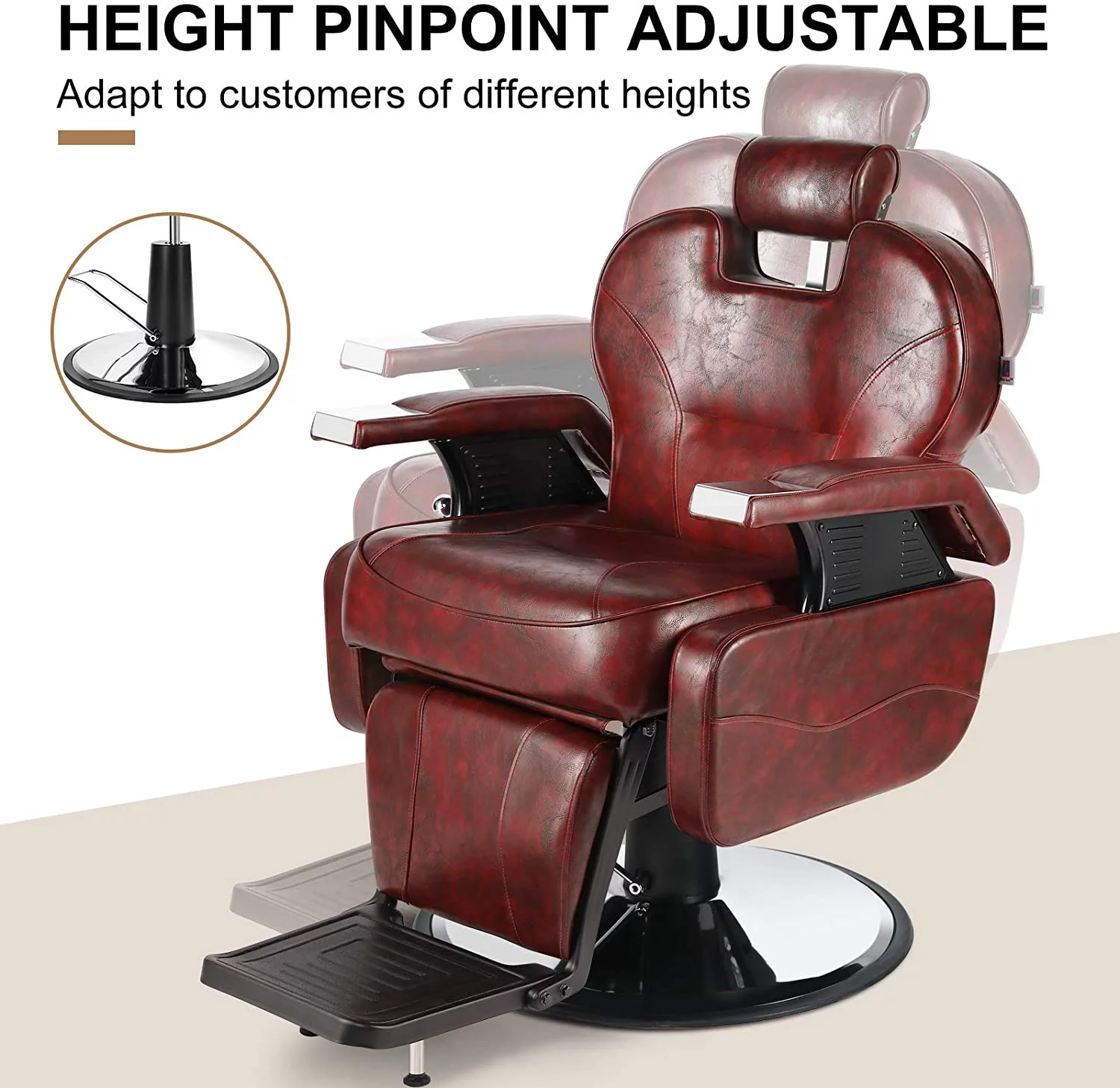 Artist Hand Hydraulic Red Recliner Barber Chair Tattoo Salon Chair for Hair Stylist Heavy Duty Salon Equipment