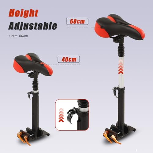 Foldable Adjustable Electric Scooter Seat Electric Scooter Seat Saddle Aluminum Alloy Replacement for Electric for M365, Foam Padded