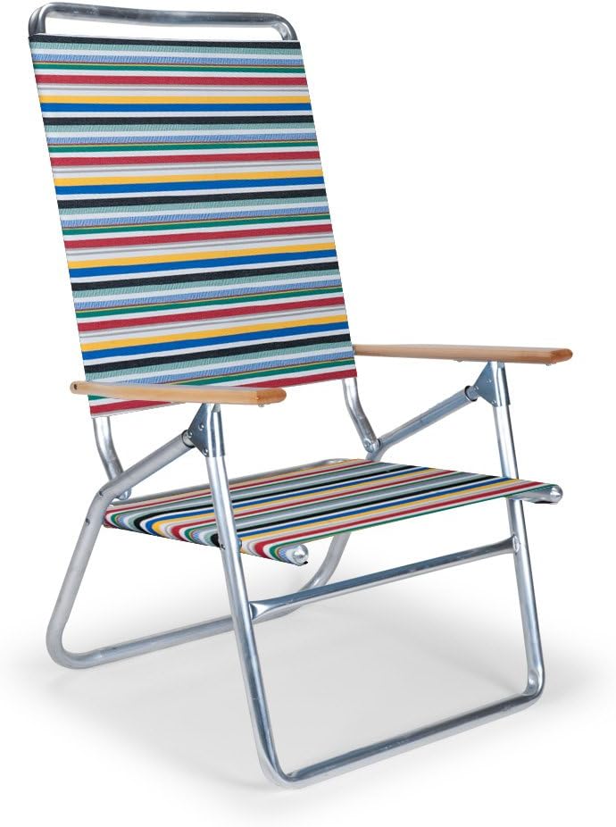 Telescope Casual Light and Easy High Boy Folding Beach Arm Chair, Blue White Stripe (71113601)