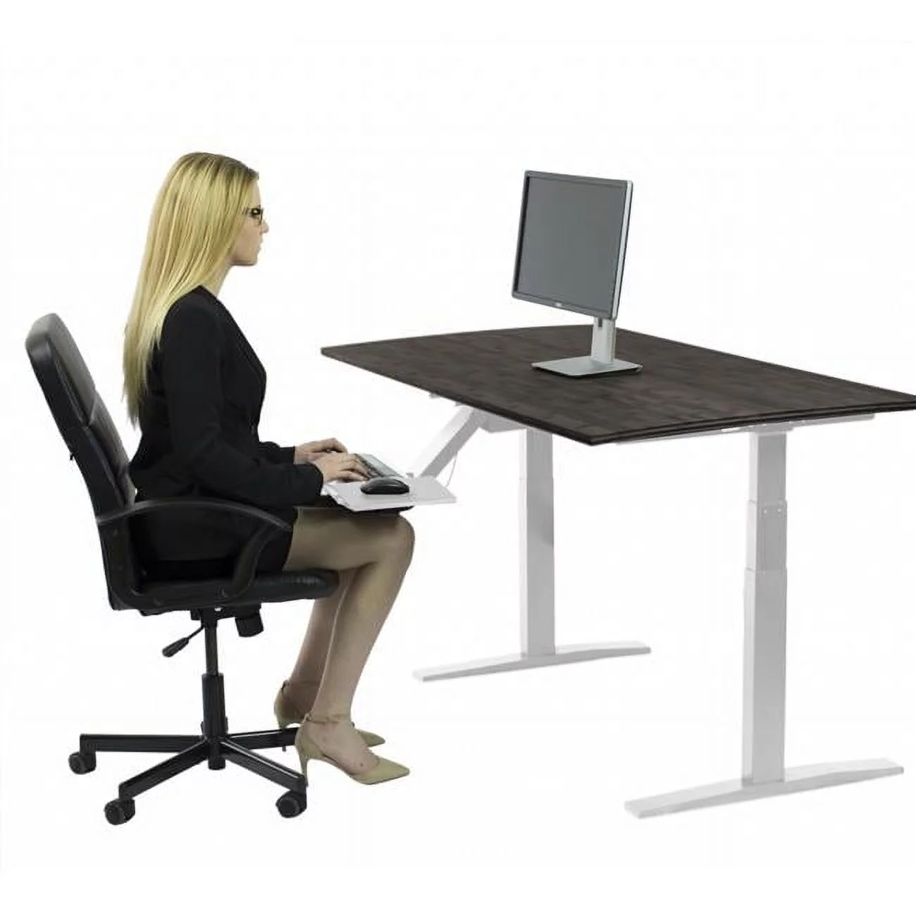 HomeRoots  Premier 52 in. White Dual Motor Electric Office Adjustable Standing Desk
