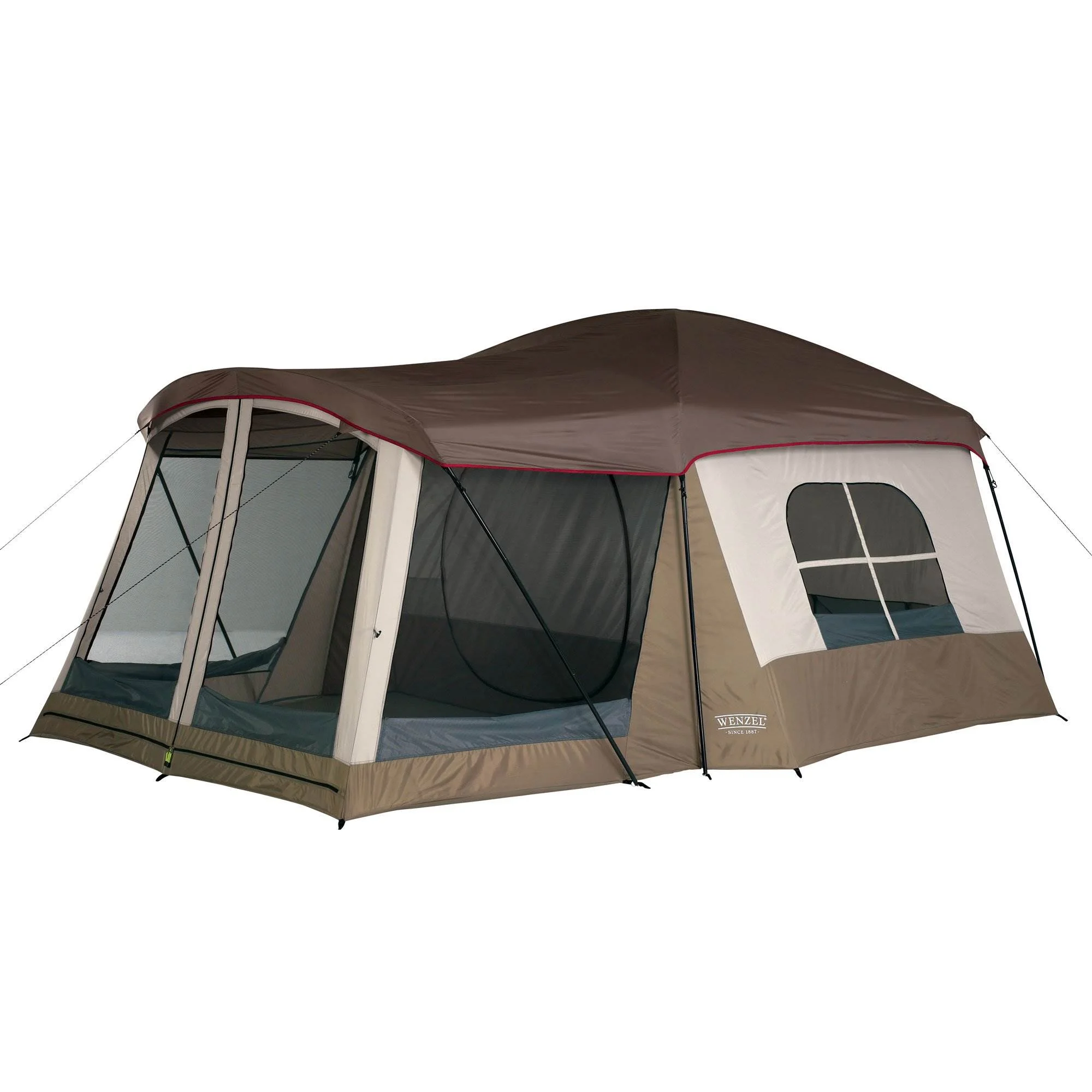 Wenzel Klondike 8-Person Large Outdoor Camping Tent with Screen Room, Brown - Radiant Selections