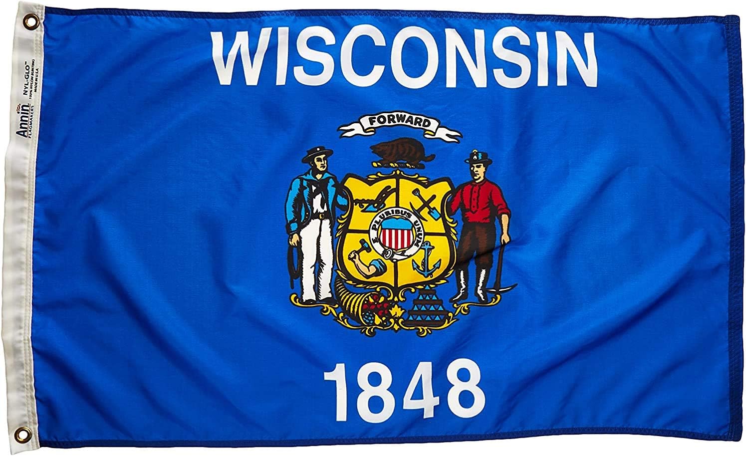 Annin Flagmakers Wisconsin State Yard Flag USA-Made to Official State Design Specifications, (Model 145960)
