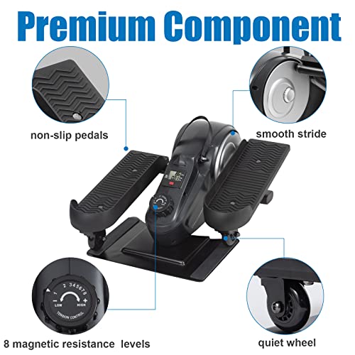 Davcreator Under Desk Bike Pedal Exerciser, Foot Peddler Exerciser with Magnetic Adjustable Resistance, Sitting Mini Exercise Bike for Home Workout