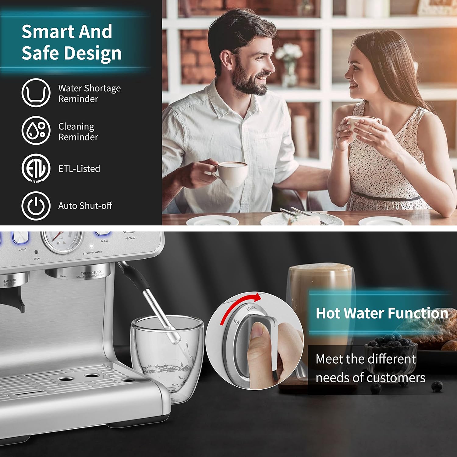 Gevi 4-in-1 Smart Pour-over Coffee Machine Fast Heating Brewer With Built-In Grinder, 51 Step Grind Setting, Automatic Barista Mode, Custom Recipes