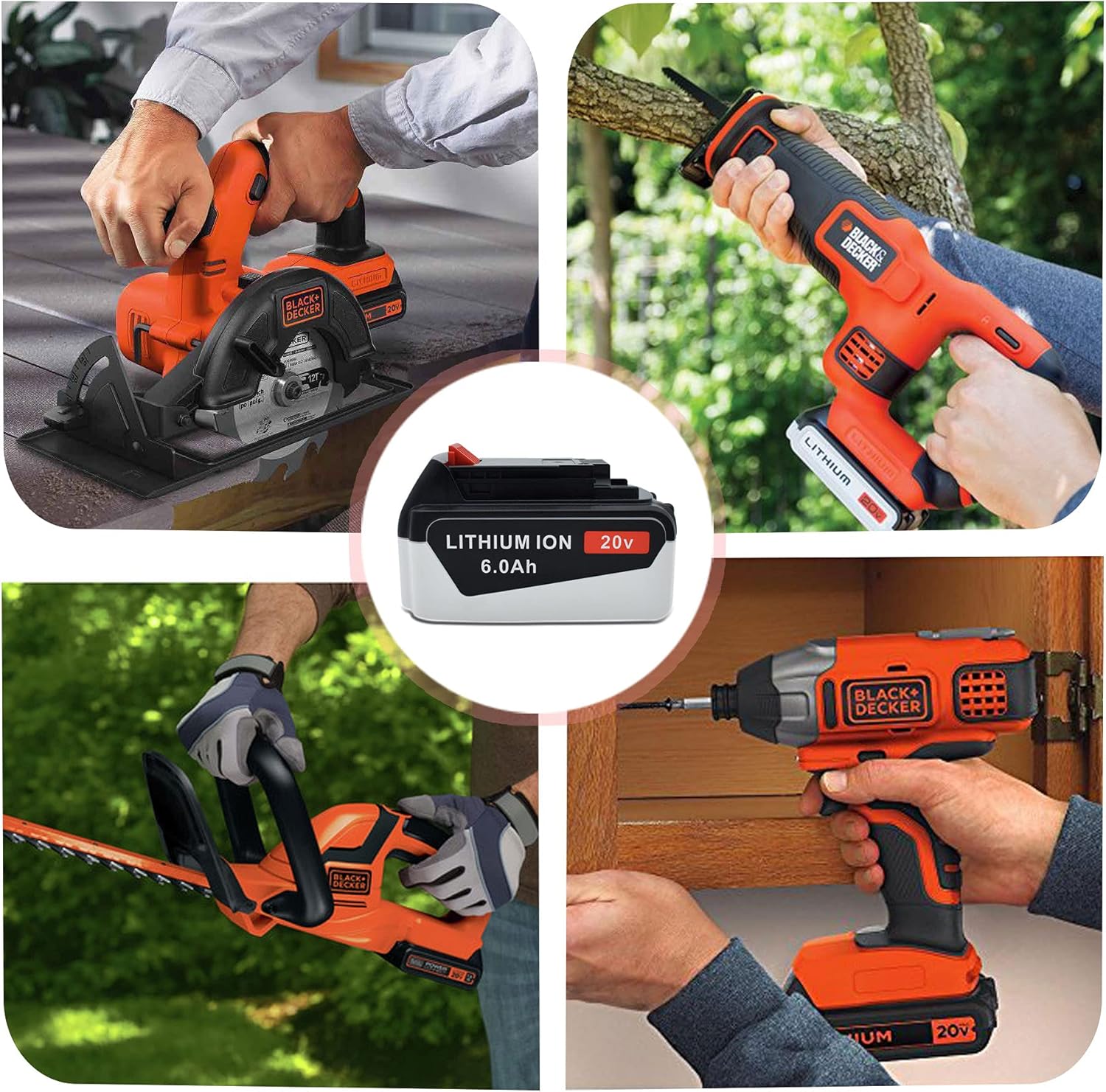 Rocivic 2 Packs 6.0Ah 20V LBXR20 Replacement Battery for Black and Decker 20 Volt Max LB20 LBX20 LBX4020 LB2X4020 LBXR2020 LB2X4020-OPE Cordless Tool