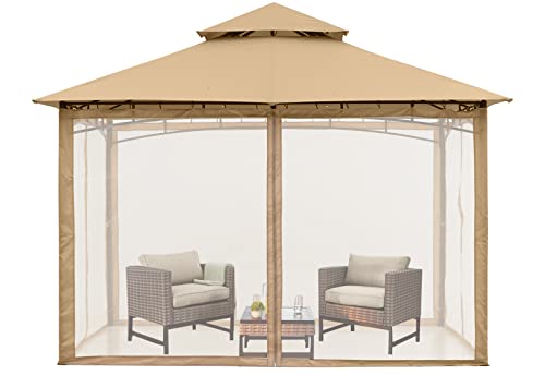 MASTERCANOPY Outdoor Garden Gazebo for Patios with Stable Steel Frame and Netting Walls (11x11,Dark Gray)