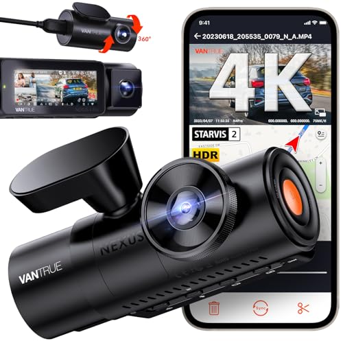 Vantrue N4 Pro 4K 3 Channel Dash Cam, STARVIS 2 IMX678 x PlatePix™ x HDR Night Vision, 4K+1080P+1080P Front Inside and Rear Dash Camera