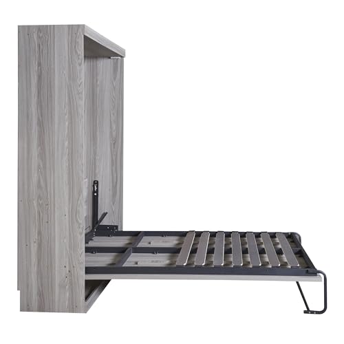 Full Size Murphy Bed with 2 Convertible Side Cabinet Storage Shelf, Foldable Wallbed Bedframe
