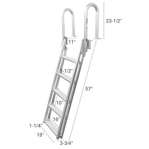 Extreme Max 3005.4239 Slanted Flip-Up Dock Ladder - 5-Step