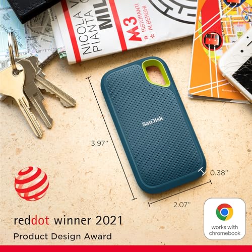 SanDisk 2TB Extreme Portable SSD - Up to 1050MB/s, USB-C, USB 3.2 Gen 2, IP65 Water and Dust Resistance, Updated Firmware