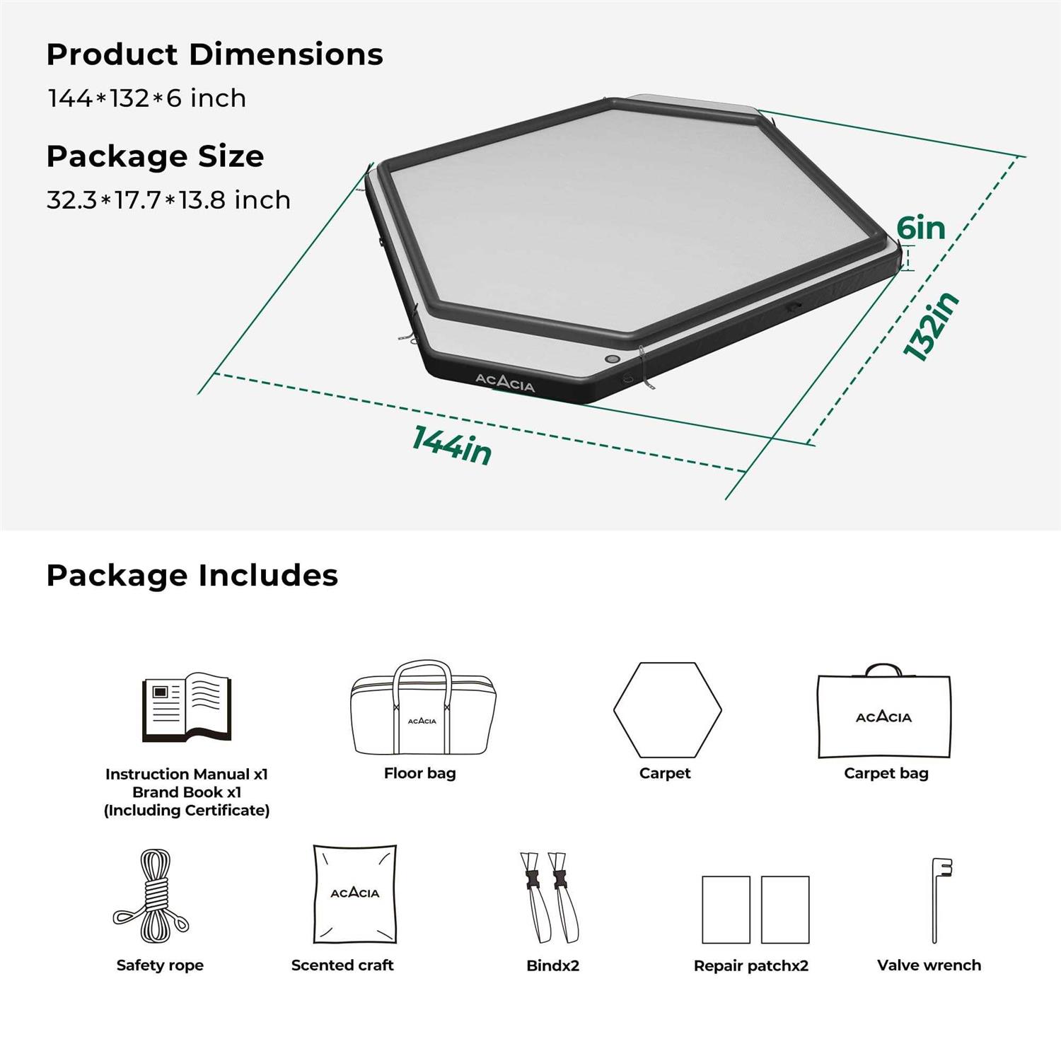 ACACIA Air Floor XL for Space Camping System 4-Layer 6-Inch-Thick Inflatable Floor for Floating Tent - Sports Supplies Online Store