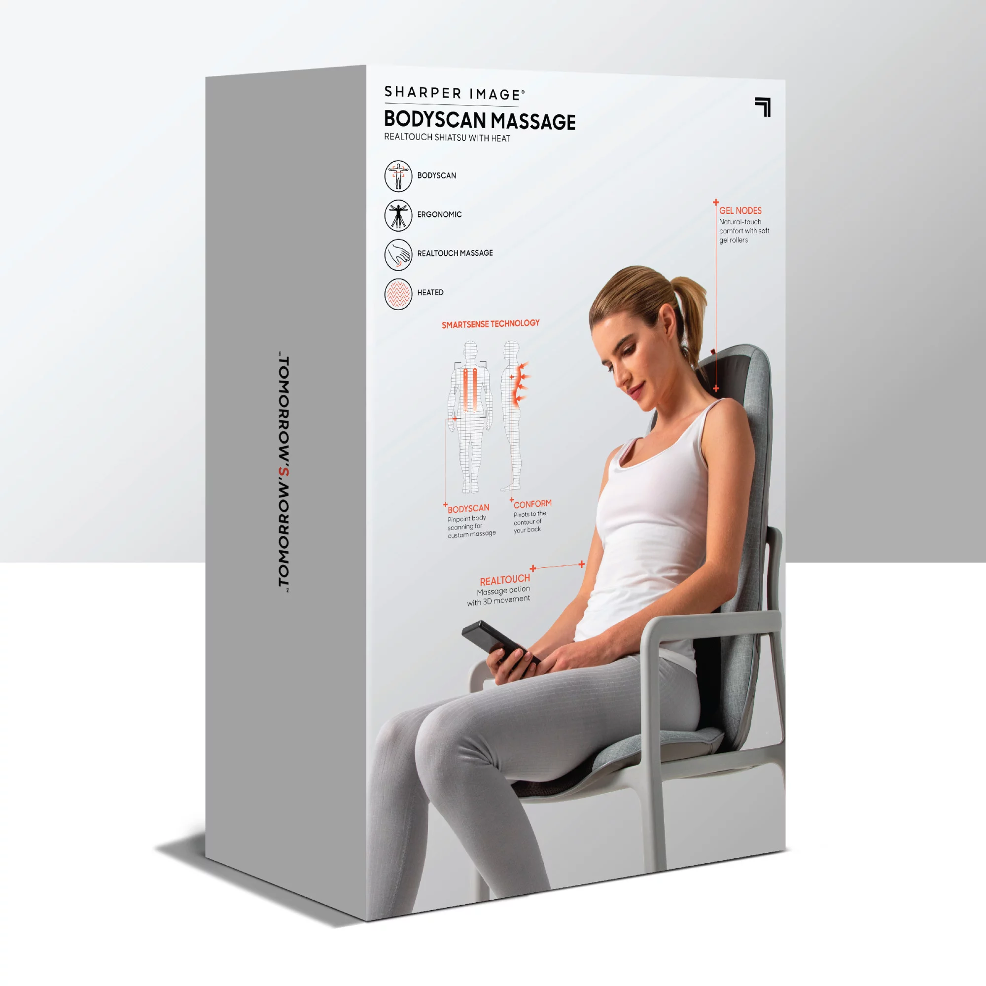 Sharper Image® Smartsense Shiatsu Realtouch Chair Pad Seat Cushion Massager with 4 Deep Kneading Gel Nodes