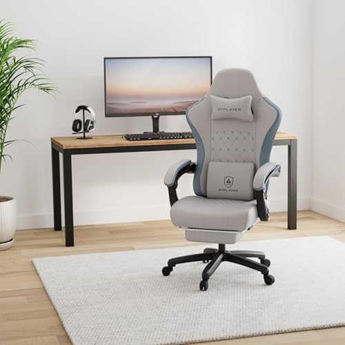 GTPLAYER Gaming Chair, Computer Office Chair with Pocket Spring Cushion, Linkage Armrests and Footrest