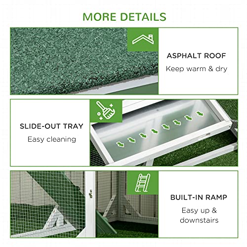 PawHut 49" Small Chicken Coop Hen House with Garden Space, Chicken House Outdoor Run Cage with Weather Protection, 2-4 Birds, Green
