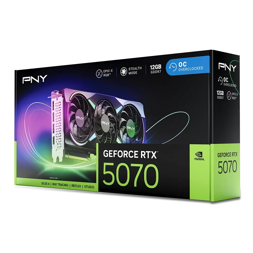 PNY GeForce RTX™ 5070 EPIC-X ARGB™ Overclocked Triple Fan GPU DLSS4