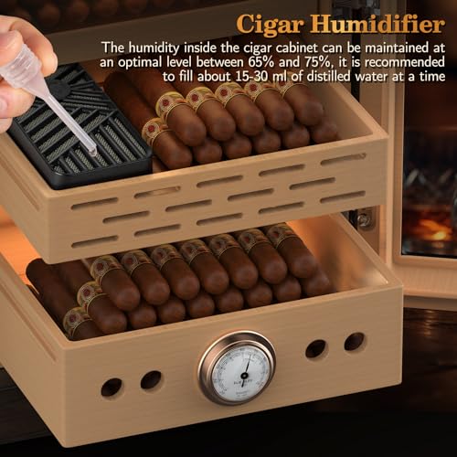 Cigar Humidor, Lighted Control Magnetic Door Desktop Cigar Humidor Cabinet