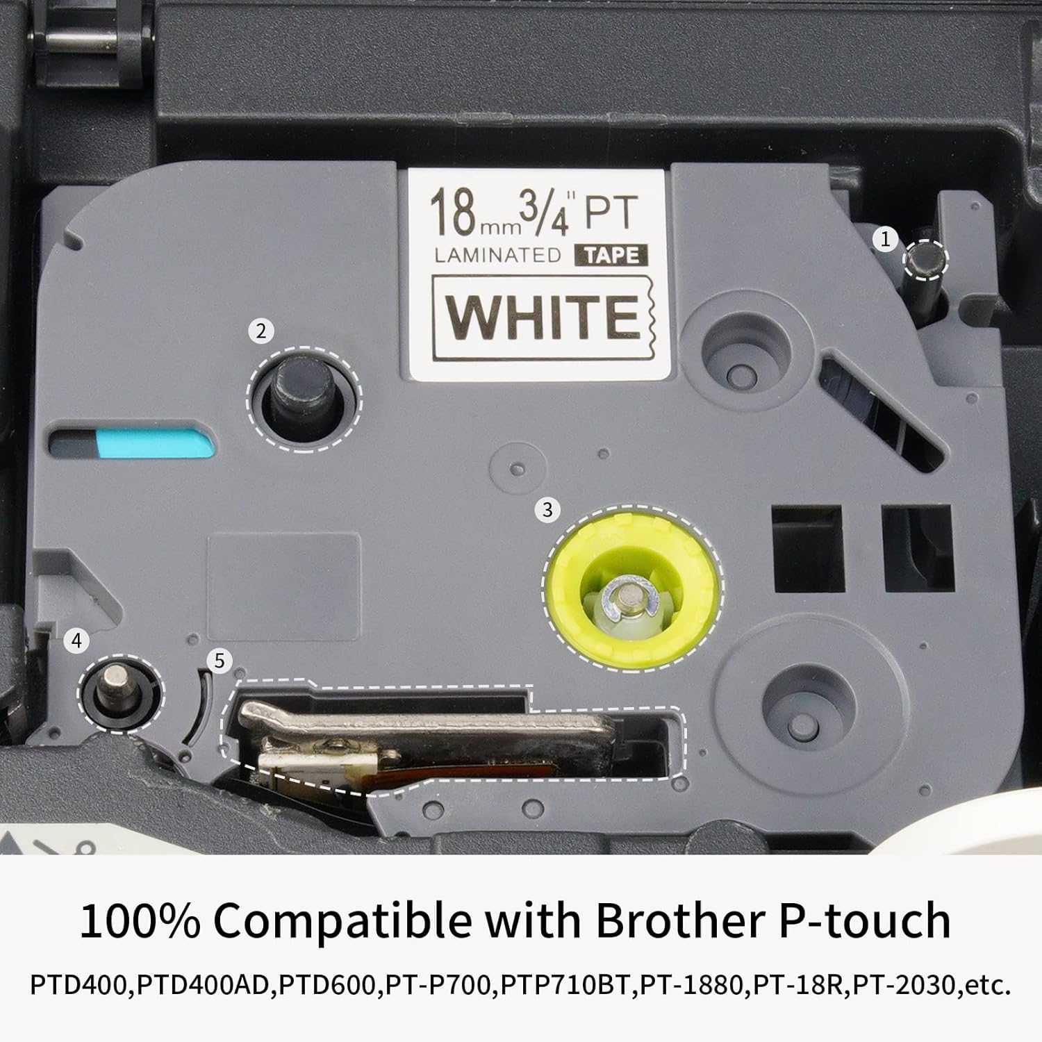 Camopro Compatible Label Tape Replacement for Brother Ptouch Label Maker TZ TZe TZe-241 Laminated Tape Black on White 3/4 Inch x 26.2ft 18mm 0.7 for