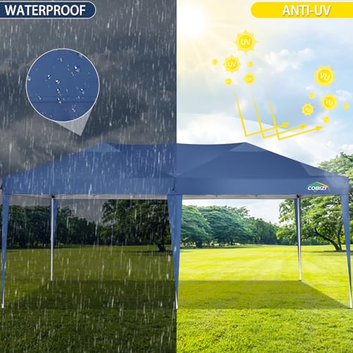 COBIZI 10x10 Pop up Canopy Tent Protable Canopy Tent with 4 Sidewalls Waterproof Commercial Instant Shelter for Parties, Wedding