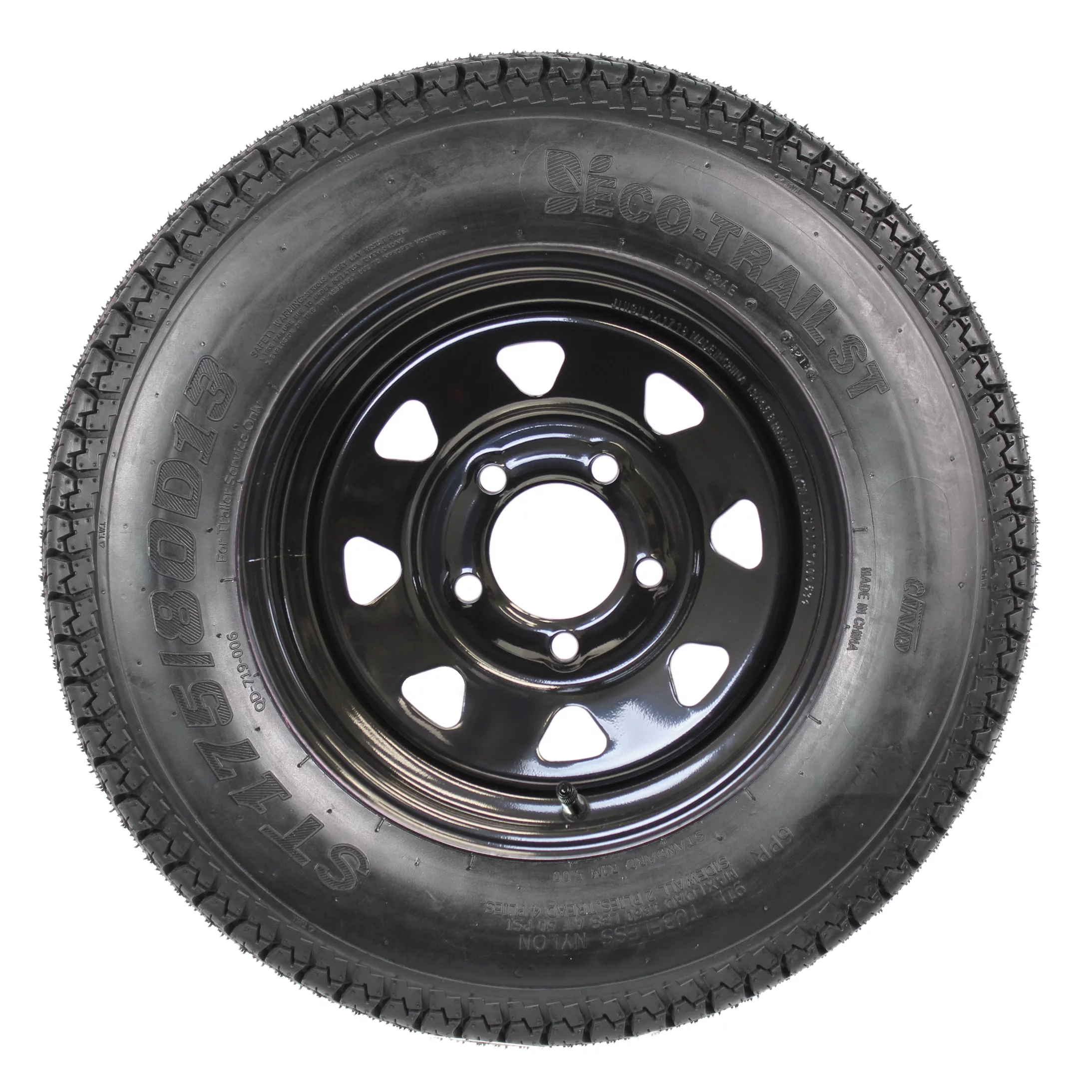2-Pk Mounted Trailer Tire Black Spoke Wheel Rim ST175/80D13 C 175/80D13 13 5-4.5