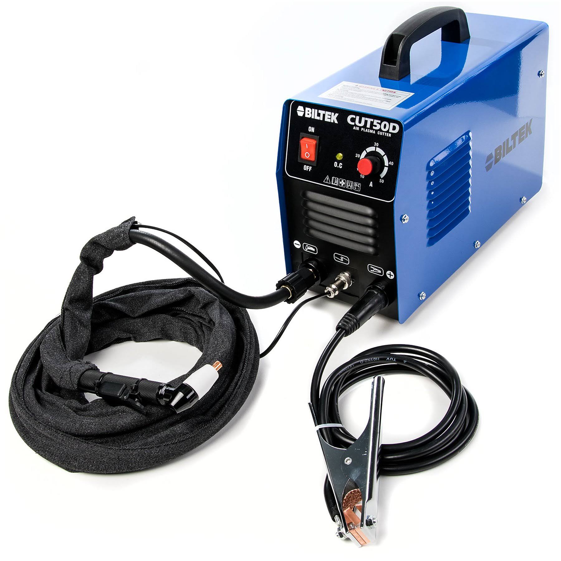 Biltek 50Amp Air Plasma Cutter, 1/2x22 inch Cut 110V/220V Input CUT50D DC Inverter Dual Voltage with Pre-Installed 110V US Plug,