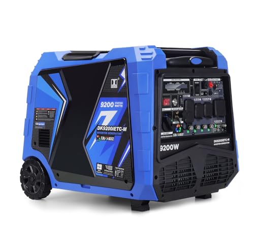 DK 5000W Gas Inverter Generator, Electric Start, 120V 240V Full Power Output, Dual or Tri-fuel Conversion Possible, Wheel & Handle Kit