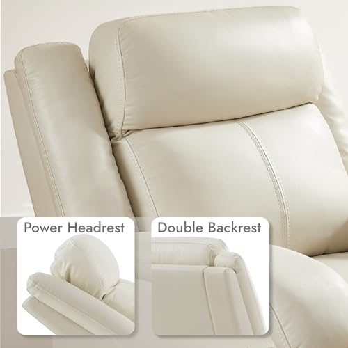 Watson & Whitely Genuine Leather Power Recliner Chairs for Adults, Wall Hugger RV Recliner with Power Headrest & Charging Ports