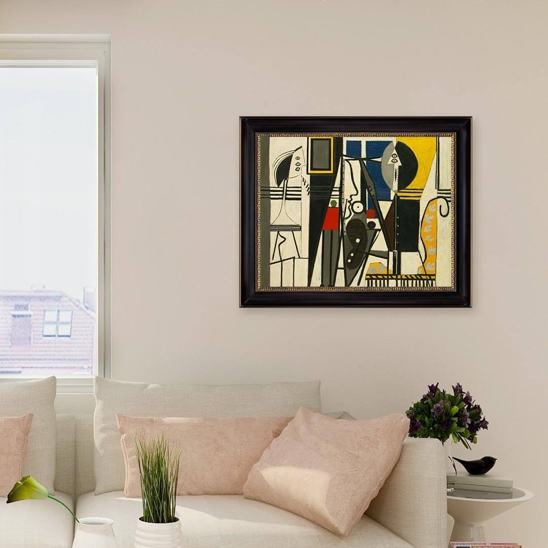The Artist and His Model by Pablo Picasso 1928 Black Frame Oil Painting Print Canvas 28 in. x 24 in. - Plastic