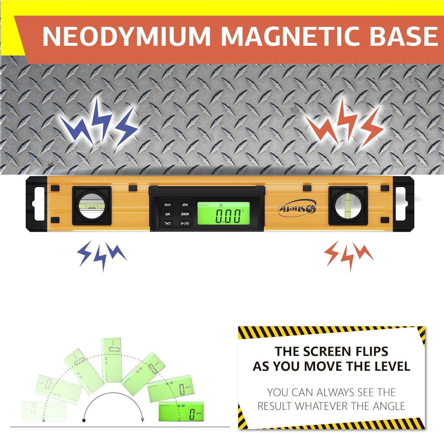 Digital Smart Level Tool - 18 Inch Magnetic Torpedo Level and Protractor - Master Precision - IP54 Dustproof and Waterproof