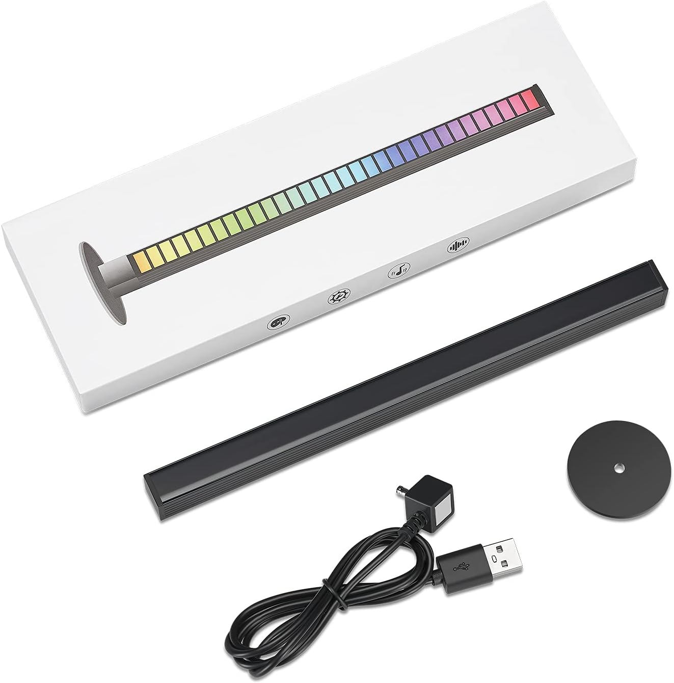 Music Level Indicator Aluminum Bar Voice Sound Control Audio Spectrum RGB Light LED Display Rhythm Pulse (1 Pack)