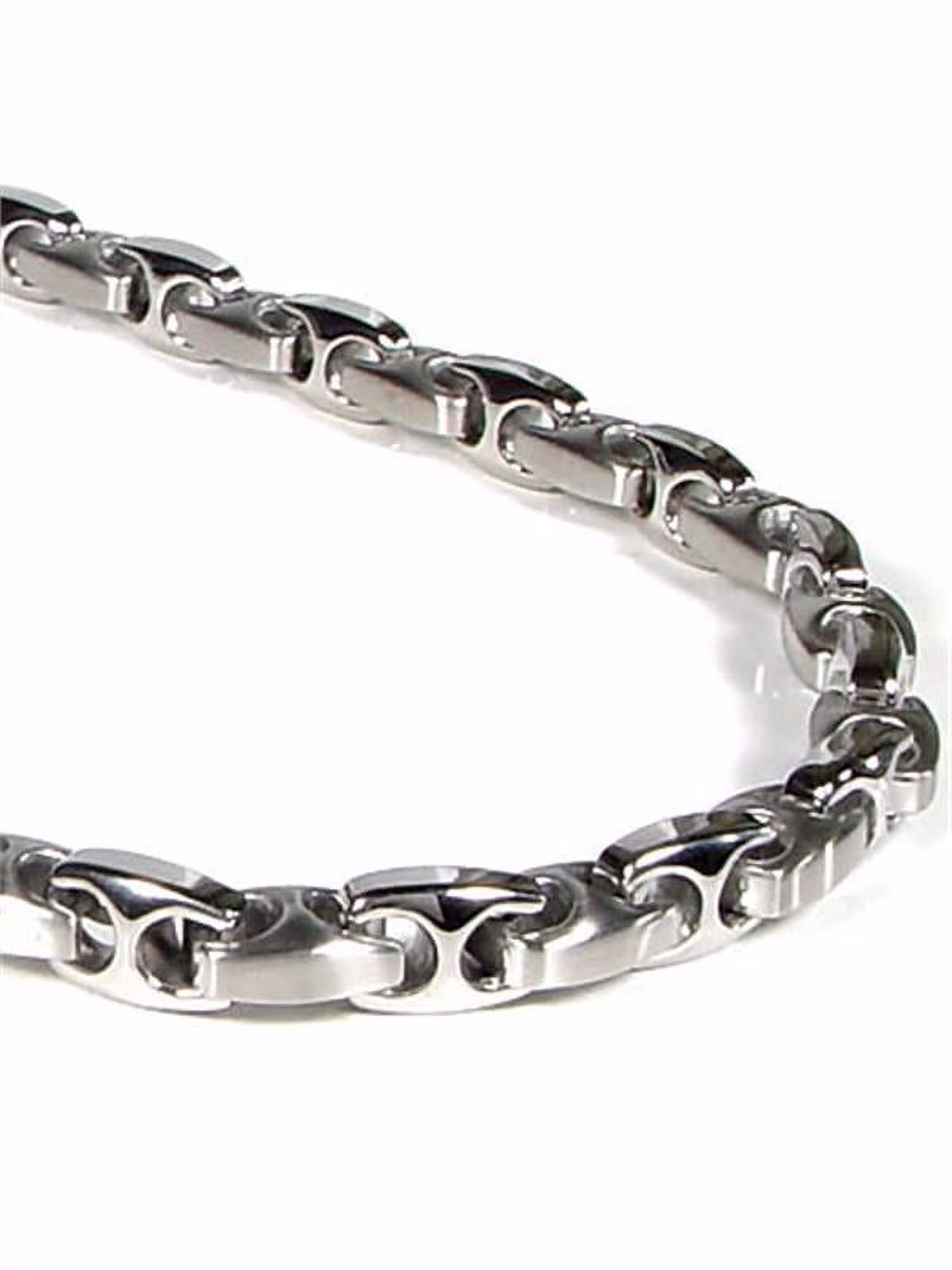 Titanium Kay Nitrogen Stainless Steel Men's Two Tone Chrome Color Link Necklace Chain 20"