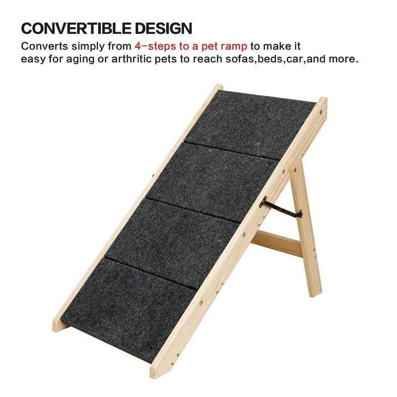 Mewang Wooden Dog Stairs/Steps Foldable 4 Levels Pet Stairs &amp; Ramp Perfect for Beds and Cars - Pet Supplies online store