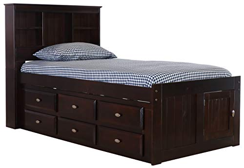 Discovery World Furniture White Full Bookcase Bed with 6 Drawers