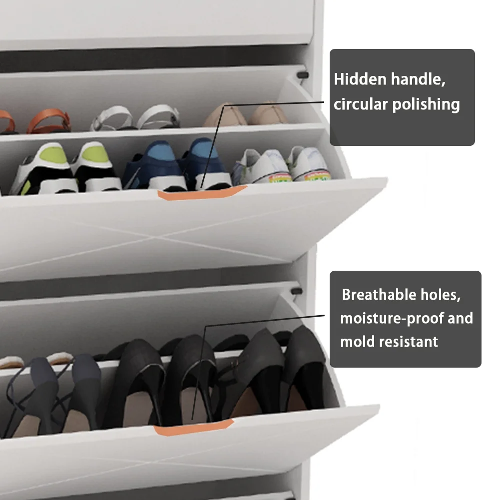Facilehome Entryway Shoe Cabinet 3 Flip Drawer,Modern Tipping Shoe Rack Organizer for Hallway Bedroom,Indoor White
