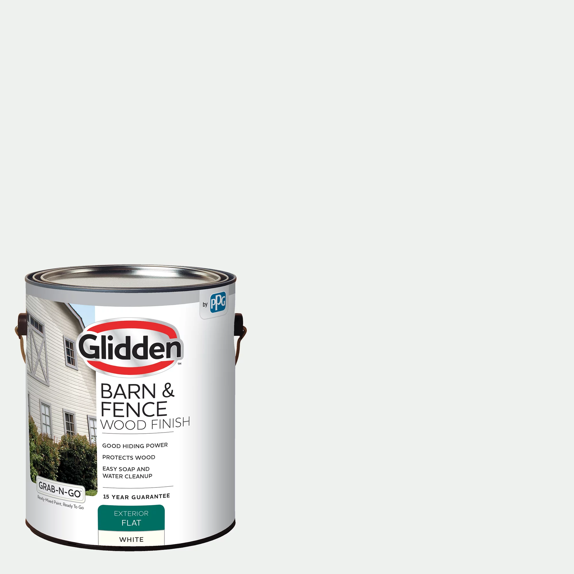 Glidden Grab-N-Go Barn & Fence Wood Exterior Paint Flat, White, 1 Gallon